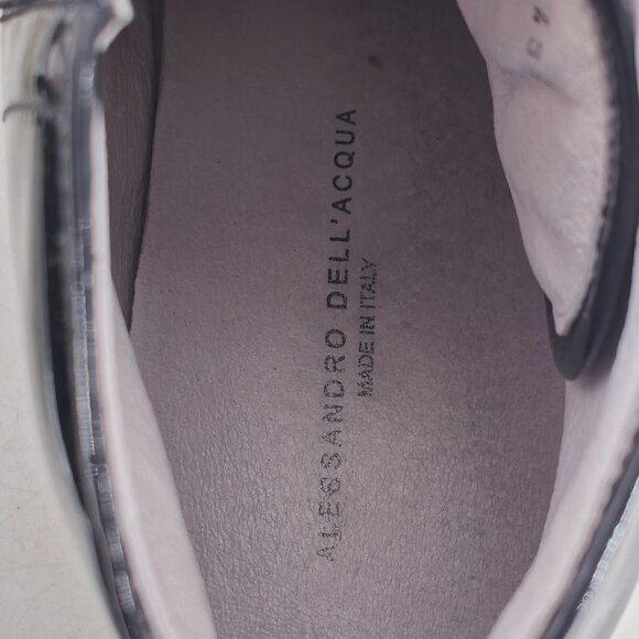 Alessandro Dell'Acqua Black Silver Metallic Fashion High-top Sneakers Mens 10.5 - Picture 14 of 14